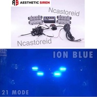 Promo LED STROBE GRILL CAR THICK 4 POINTS 12V ION BLUE HIGH QUALITY COD