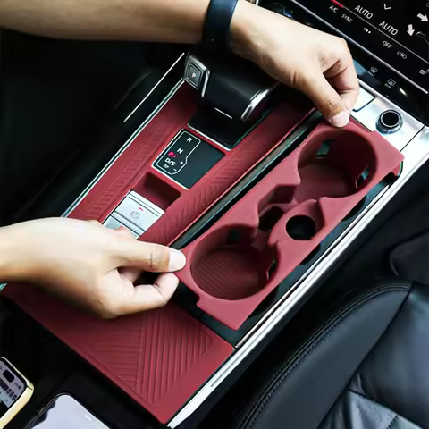 Car Central Console Cup Holder Silicone Mat For Audi A6 Long C8 A7 A7L 4K Anti-fouling Protector Pad