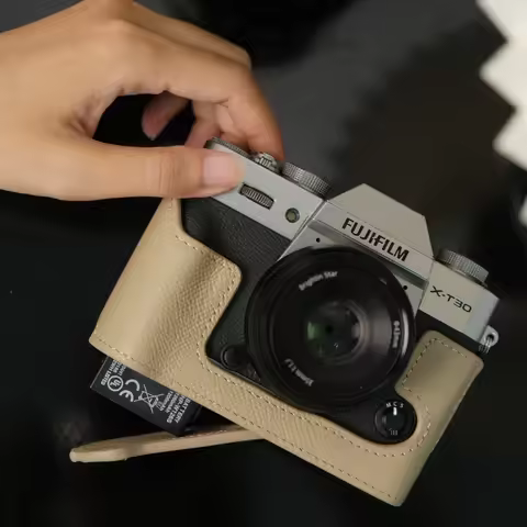 Roadfisher Genuine Leather Camera Bag Protect Case Cover Base Grip Wrist Belt Shoulder Strap For Fuj