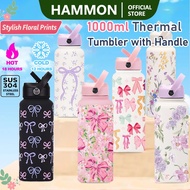 1000ML Thermos Bottle Insulated Tumbler with Straw Portable Aquaflask Tumbler Aesthetic Tumbler Stai