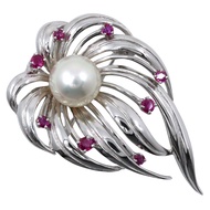 MIKIMOTO珍珠TOP胸針，K14白K金x珍珠，約10.0克，女士款[二手]