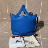 Hermes Picotin 18 H Hermes愛馬仕水桶包18 b3坦桑尼亞籃 tc皮y刻銀扣，超級顯白百搭