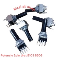 3pin Bent Threaded Potentiometer B103 B503 Square potentiometer