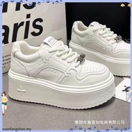kasut jogging perempuan kasut sport wanita kasut perempuan Casual Campus-Style Thick-Soled White Sne