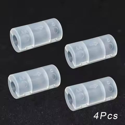 2/4Pcs Transparent AA to C Battery Adaptor Holder Case Converter Switcher LR06 AA to C LR14 Size Bat