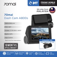 70mai Dash Cam 4K A800S with RC06 Rear Camera | Build in GPS | Dual Vission | 4K UHD + 140 Degree FOV | 3" Display DVR