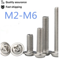 Round Head Screw 304 Stainless Steel Phillips Head with Washer Screw M2-M6 Machine Screw Screw M2.5/