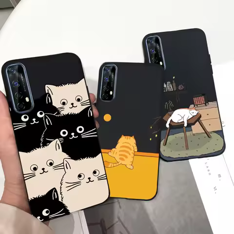 For Realme 7 4G Global Version Case Matte Liquid Silicone Bumper Shell For Realme7 RMX2155 Back Cove