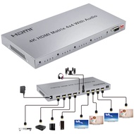 3D 4K HDMI Matrix Switch 4x4 HDMI Switcher Splitter 4 In 4 Out Video Converter with Audio Extractor 