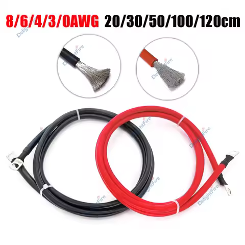 8 6 4 3 0 AWG Silicone Tinned Copper Wire With Lug Rings M6 M8 M10 Terminal Cables For Auto Solar Po