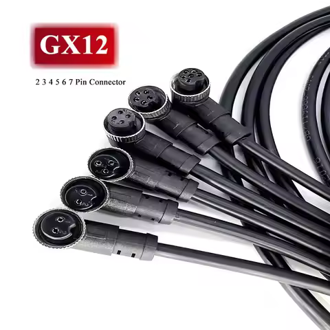 GX12 2 3 4 5 6 7 Pin Aviation Plug Connector Cable Bend Female w Wire 90° Welding Injection Molding 