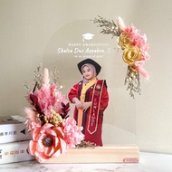 PREMIUM - Dried Flower Acrylic Custom Akrilik Plakat Hadiah Wisuda