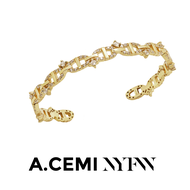 A.CEMI  Eternity Chain 1 Bangle สร้อยข้อมือเงินแท้ ชุบทอง 18K โรสโกลว์