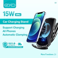 Eyd Car Wireless Charger 15W Qi Automatic Fast Charging for IPhone 14 13 12 11 XR X 8 Samsung S21 S2