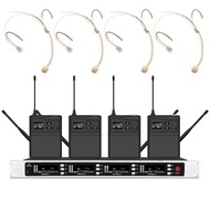 4x100 Channels UHF Wireless Headworn Microphone System Condenser Headset Beige