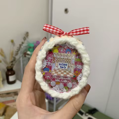 Yarn Tamagotchi Nostalgic Pet Cover Case Meets/4u/4u +/Ps Bow Ribbon Gentle Protective Cover Decorat