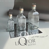 Liquor Glass bottle square bottle - Box liquor Glass bottle- cork Cap