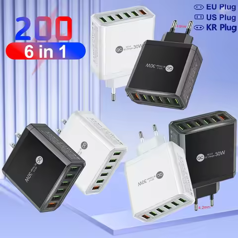 200-6 Port USB C Charger Super Fast Charging PD3.0 USB C Type C Mobile Phone Charger For iPhone 16 S