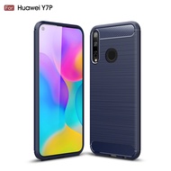 LANLIN For Huawei Y7A / Huawei Y7P Phone Case - Carbon Fiber Silicone Brushed Cell Phone TPU Back Co