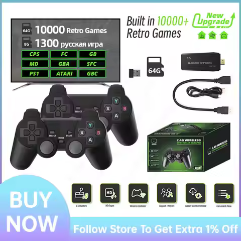 Y3 TV Game Stick Video Console Built-in 10000+ Retro Games 4K HD Mini Handheld Game Player with 2.4G