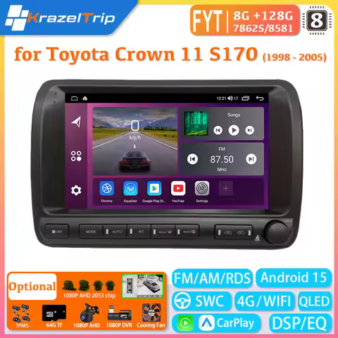FYT 7862s 8 Core CarPlay Car Radio for Toyota Crown 11 S170 1998 - 2005 QLED Android Auto Stereo Aut