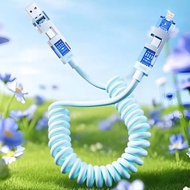 4 in 1 240W USB C To Type C i-O-S Fast Charging Cable Spring Car Charge Cable