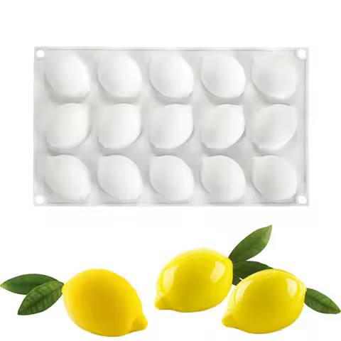 15 Cavity Lemon-Shaped Silicone Mold Cake Chocolate Mold Ice Cubes Biscuit Tray For DIY Baking Cake 