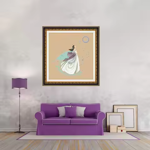 Moon fairy cross stitch package beauty 18ct 14ct 11ct linen flaxen canvas cotton thread beads embroi