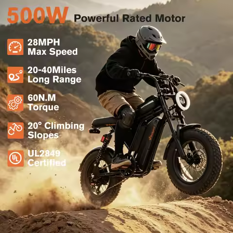 Bodywel M16 Fat Tire Electric Bike 16" x 4.0 Off-Road E-Bike 40 Mile Range Removable Battery Electri