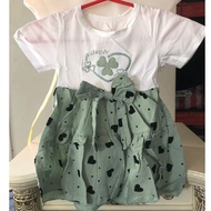 003 Baby Girl Korean Cute Dress With Heart Polka Dots Design ( for 1 - 2 yr old )