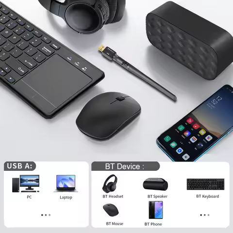 150M USB BT Adapter Supports Win11/10/8.1/7 Wireless BT Transmitter Receiver with Antenna for PC Spe