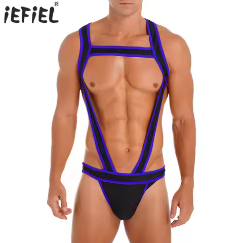 Lingerie Wresting Singlet Mankini Costumes Gay Mens Bulge Pouch Jockstrap Underwear One-piece Monoki