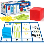 131 PCS Base Ten Blocks for Math - Place Value Blocks, Plastic Base 10 Math Manipulatives 1st Grade,