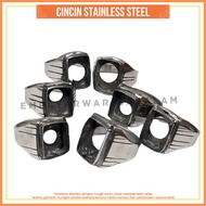 Sarung Cincin Stainless Steel Petak Untuk Batu Permata dan Teras Kayu / Cincin Lelaki / Cicin tanpa 