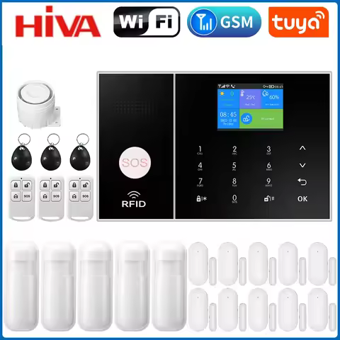 Home Alarm System DIY Wireless GSM WiFi Burglar Alarm System kit with PIR Tuya APP connection Compat