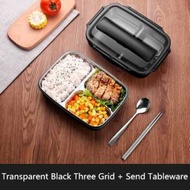 (BERKUALITAS) Kotak Makan Bento Lunch Box 3 & 4 Grid Spoon Chopstick 1 Set Multifungsi / tupperware 