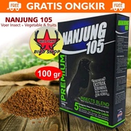 NANJUNG 105 PREMIUM VOER PELLET EBOD JAYA PUR PELET PAKAN MAKANAN BURUNG MURAI KACER 100 & 500 GRAM