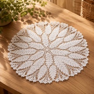 Handmade Crochet Fabric With Leaf Pattern Size 63 Cm. (25 Inches)