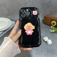 Suitable for IPhone 11 12 Pro Max X XR XS Max SE 7 Plus 8 Plus IPhone 13 Pro Max IPhone 14 15 Pro Max Phone Case Lovely Pink Animal Cute Accessories Snapper Headgear Wave Brim