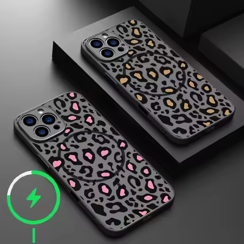Leopard Print Case For iPhone 16 Pro Max Coque iPhone 16e 15 14 13 Pro Max 17 Air Magnetic For Magsa