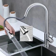 SUS304 Faucet Kitchen Basin Tap Stainless Steel Mixing Tap 360 Swivel Pull Out Faucet Sink Water Tap