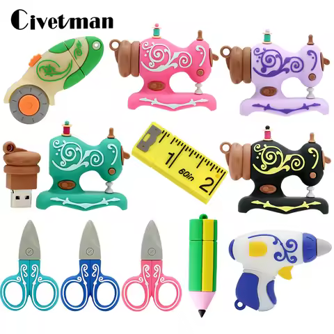 Tailor Tools Sewing Machine Scissor Ruler Pendrive 256G Usb Stick 8GB 16GB 32GB 64GB 128GB USB 2.0 M