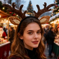 Broadhappy Soft Plush Antler Headband Deer Headband Plush Reindeer Antlers Headband for Women Adults