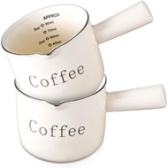 Maxdot 2 Pack Espresso Shot Cups, Ceramic Expresso Measuring Cup with Handle V-shaped Mouth and Dual