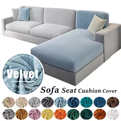 Super Soft Velvet Sofa Seat Cushion Cover Plain Color Stretch Thicken Sofa Cover Sectional Couch L S