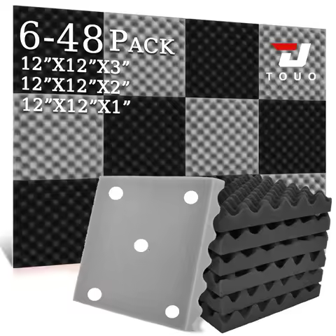TOUO 6-48 Pack Acoustic Panels Sound Proof Foam Panels Wall Soundproofing Acoustic Foam Panels Flame