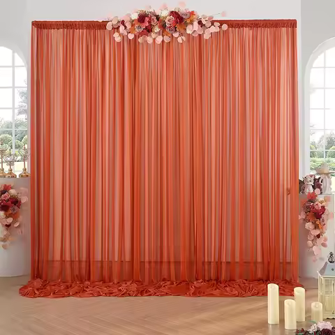 Wrinkle Free Chiffon Backdrop Curtain for Wedding Party 5×10ft Slight Glimmer Sheer Drapes Baby Show