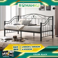 RUMAHKU DS3902 WHITE/BLACK Modern Design Lovely Daybed/ Katil Siang Single / Metal Bed / Mattress / 