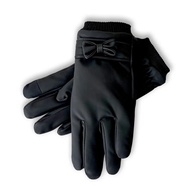 Winter Warm Women's Skin Gloves With Windproof Wrist Riding Velvet Outdoor Elastic Guard Bow Waterproof Activities