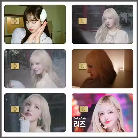 Liz IVE Korean Kpop Girl Group Card Stickers Sticker Decal 4pcs PVC Credit Card Skins Removable Self